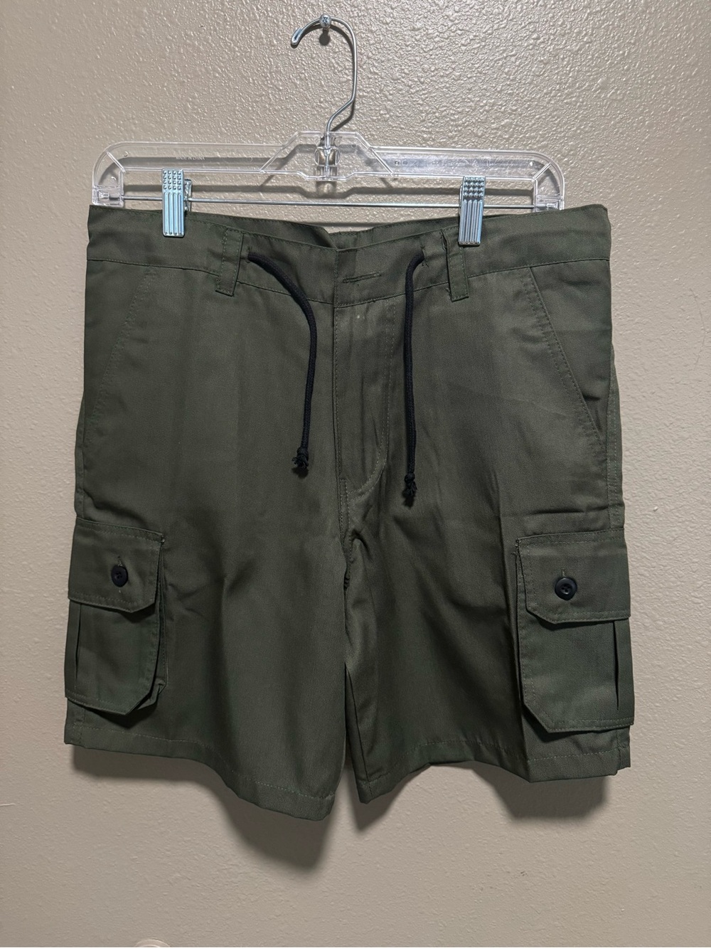 Men's Olive Green Cargo Drawstring Shorts